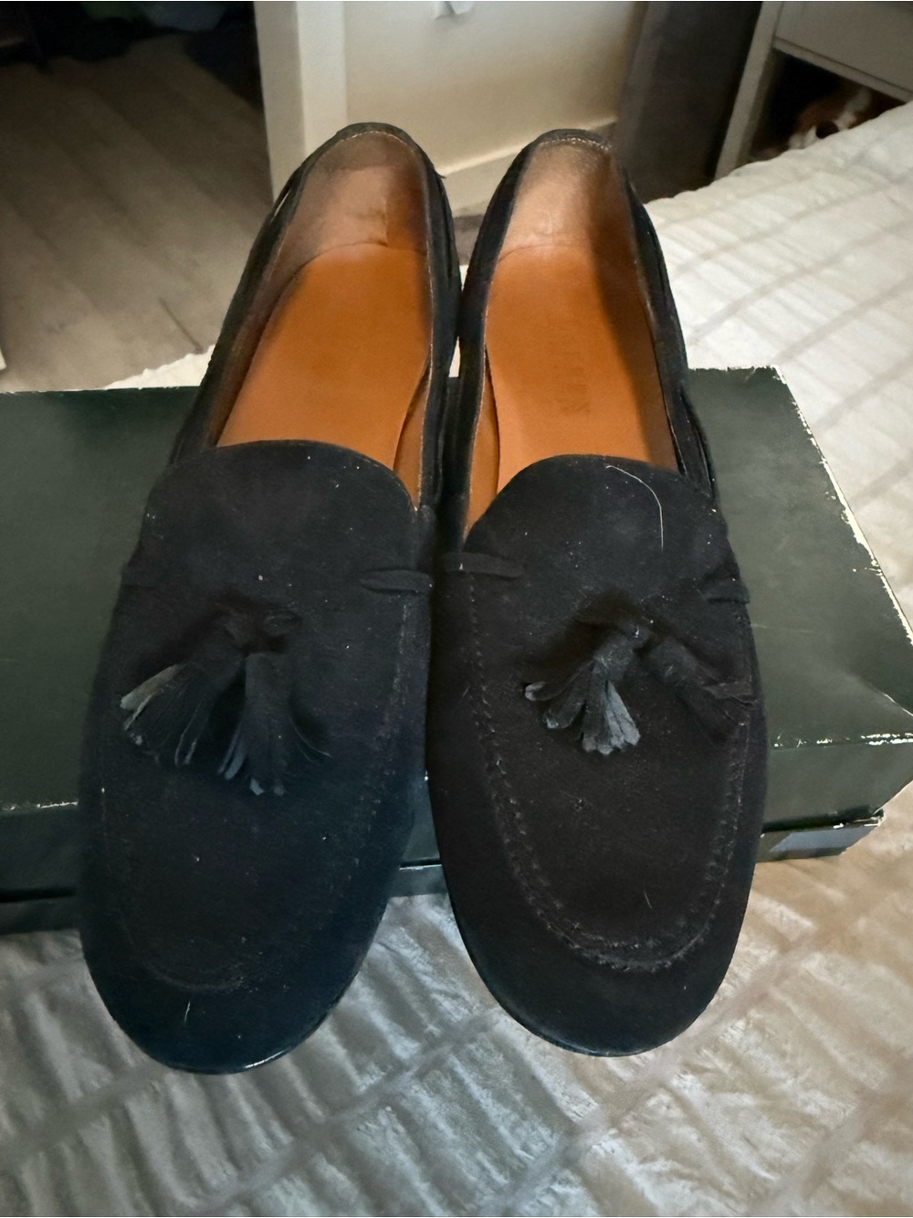 Black Suede Tassel Loafers for Men - Classic Slip-On